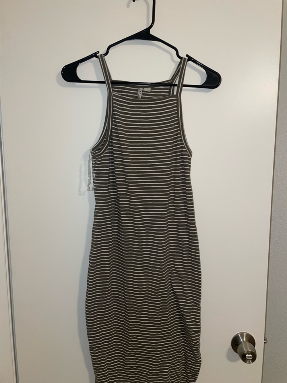 feathers Olive and White Striped Tank Midi Dress